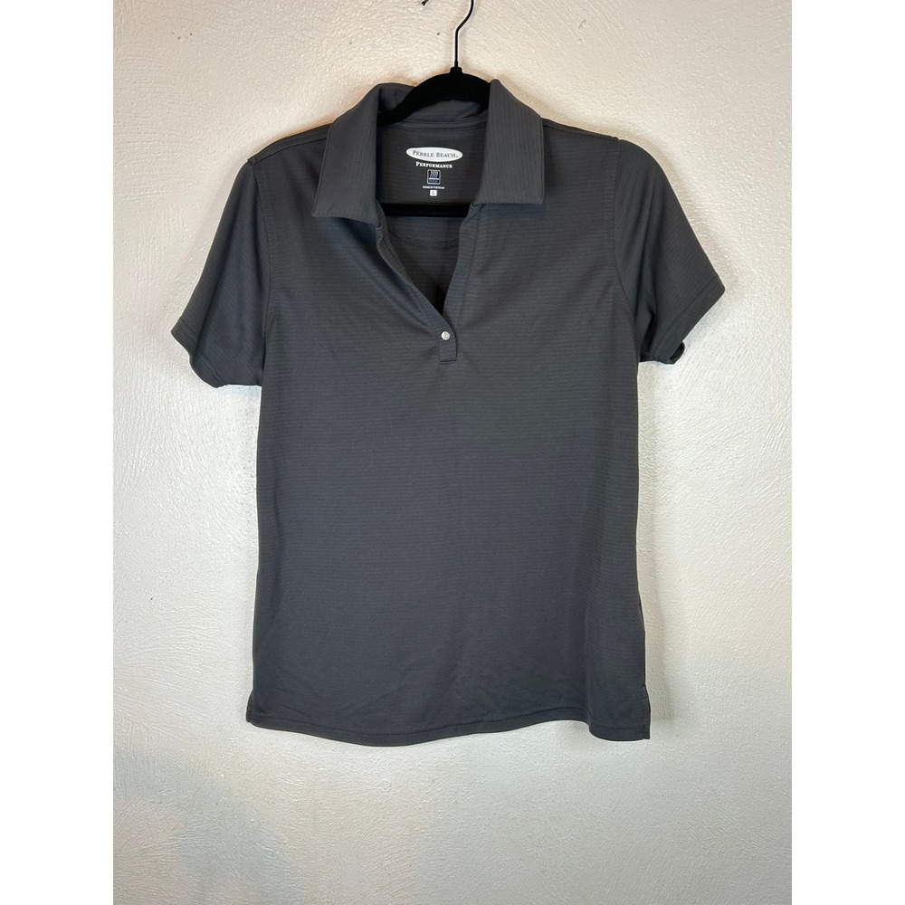 Pebble Beach Performance Womens Polo Shirt Large Gray Short Sleeve Golf Aetna